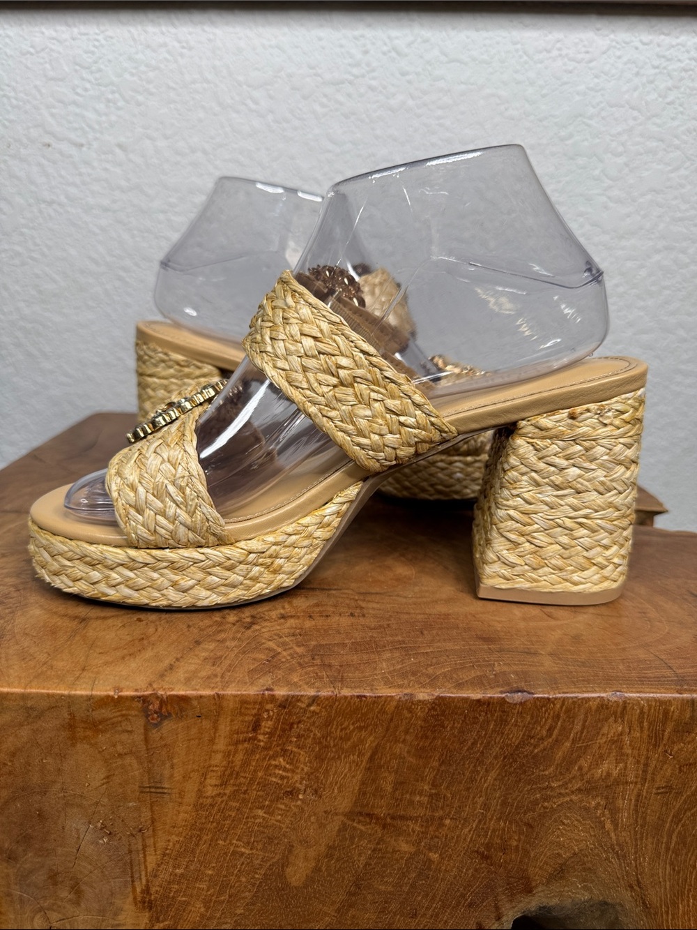 ABOUND RONDA RAFFIA PLATFORM
MULE SANDALS RHINESTONE BUCKLE NATURAL SIZE 6.5 - Picture 8 of 16